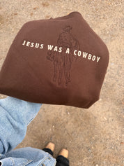 "Jesus was a Cowboy" Brown Crewneck